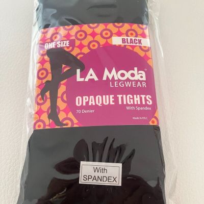 NEW LA MODA LEGWEAR OPAUE TIGHTS ONE SIZE BLACK W SPANDEX